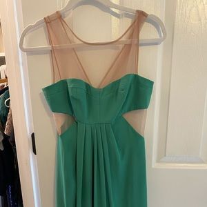 Green dress with nude mesh